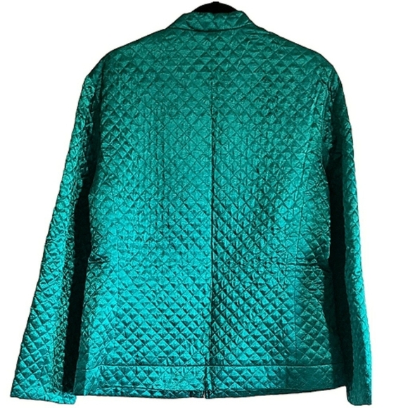 Vintage C.L.O.T.H.E.S Blazer Green XL Quilted Floral Print Asian Inspired Jacket - Picture 5 of 14